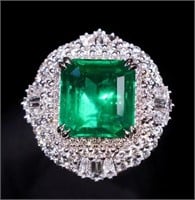 5.9ct Colombian Emerald Ring in 18k Yellow Gold