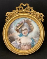Charming Hand Painted French Miniature Portrait