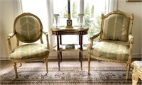 Two Contemporary Louis XVI Style Gilt Wood Chairs