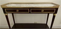 Striking Two Drawer Marble Top Side Table