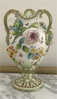Antique Applied Floral Porcelain Vase