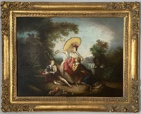 Painting Of Lady With Parasol Signed Mills
