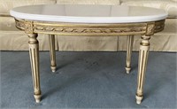 Oval Top Whitewashed Small Table French Style