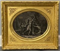 Antique Etching In Fancy Gold Frame