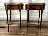 Matching Pair Of Marble Top Kidney Shaped Tables