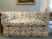 Pair Of Rolled Arm Upholstered Settees