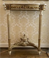 Marble Top Empire Style Demilune Table