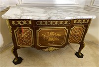 Marquetry & Parquetry Inlaid Marble Top Chest