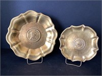 Two Italian Gold Porcelain Medallion Dishes