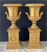 Pair of Antique Gilt Metal Bonze Urns