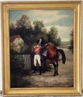W. Larsen Soldier at Gate Painting