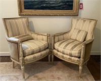 Pair of French Provincial Barrel Arm Chairs