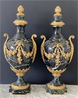 Pair of Marble and Gilt Urns
