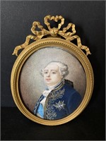 Louis XVI Hand Painted Miniature Portrait