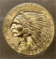 1926 $2.50 Indian Gold Coin Quarter Eagle