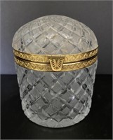 Round Top French Cut Glass Casket Box
