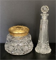 Cut Glass Jar and Bottle