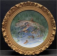 GOLD FRAME HAND PAINTED DUCK PLATE