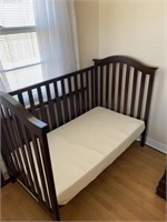 Baby Crib (Dark Brown) & Mattress