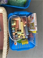 Kids Easter basket supplies, sidewalk chalk, cds,