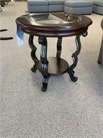 Riverside Round End Table w/ Etched Glass Top