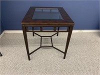Iron End Table w/ Hammered Bronze Finish & Glass