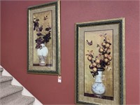 Large Pair of Artwork, Vases of Fruit
