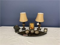 Lamps, Trinket box, Clock, Picture Frame, Platter