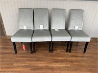 Upholstered Side Chairs Qty 4, Silver Gray Velvet