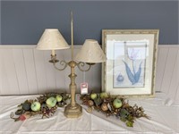 Lamp, Tulip Art, Faux Fruit Candleholder Set