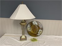 Large Glass Decorative Plate, Beads, Lamp