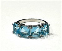 BRILLIANT BLUE TOPAZ 4CT STERLING SILVER RING