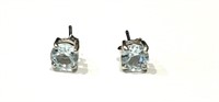 CLASSIC ROUND STERLING SKY BLUE TOPAZ 1CT EARRINGS