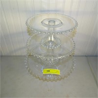 3 CANDLEWICK CAKE PLATES ON  A STAND