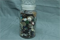 Glass Jar Filled with Assorted Vintage Buttons