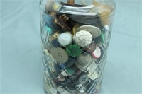 Glass Jar Filled with Assorted Vintage Buttons