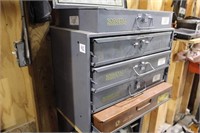 Metal Container with 5 Drawers & Contents