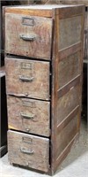 4 drawer oak file cabinet, 28" x 16.5" x 52.5"h