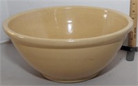 yellow ware mixing bowl, hairline crack, 14" dia.