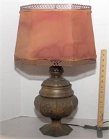 brass table lamp with embossed decoration