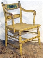Antique Hitchcock arm chair, decorated, woven seat