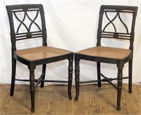 Pair antique cane seat chairs,