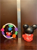 Mickey baby rattle and rubber toy