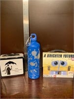 Collectible lunch boxes and Mickey water bottle
