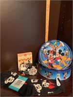 Disney tin of keepsakes with Mickey socks