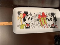 Disney Xmas platter & (2) salt and pepper shakers