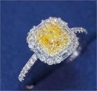 1ct Yellow Diamond Ring, 18k gold
