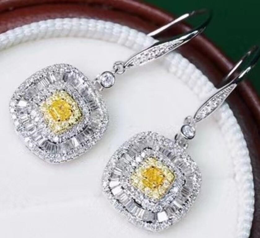 1ct Natual Yellow Diamond Eardrop, 18k gold