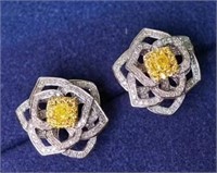 0.8ct Natural Yellow Diamond Eardrop,18k gold