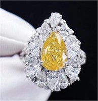 2ct Natural Yellow Diamond Ring, 18k gold